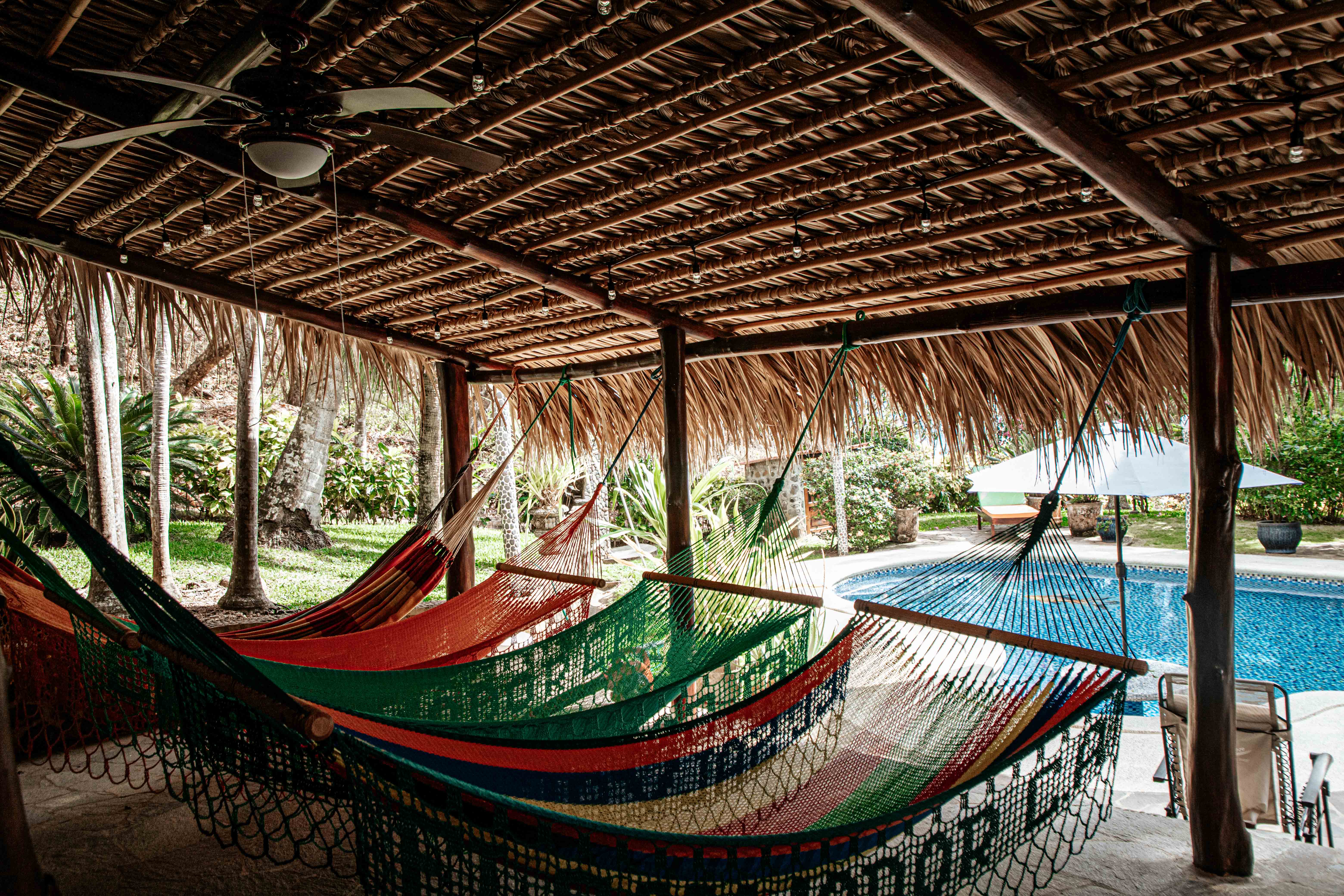 Hammocks under the palapa at Mi Sueño